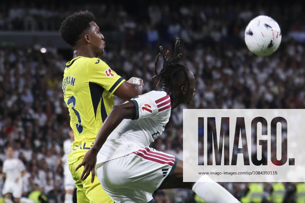 Real Madrid v Villarreal - La Liga EA Sports 2026 27 October 10, 2026, Estadio Santiago Bernabeu, Madrid, Spain: Yan Diomande of Real Madrid fights for the ball against Alex Freeman of Villarreal during La Liga EA Sports match between Real Madrid and Villarreal at Estadio Santiago Bernabeu on October 10, 2026 in Madrid, Spain. Madrid Estadio Santiago Bernabeu Madrid Spain