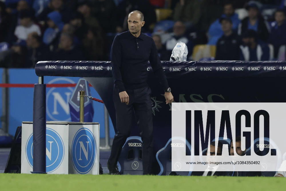 Serie a football match SSC Napoli vs Frosinone Napolis Italian coach Massimiliano Allegri during the Serie A football match between SSC Napoli vs Frosinone at the Diego Armando Maradona Stadium in Naples, southern Italy, on October 10, 2026. _BPH0168