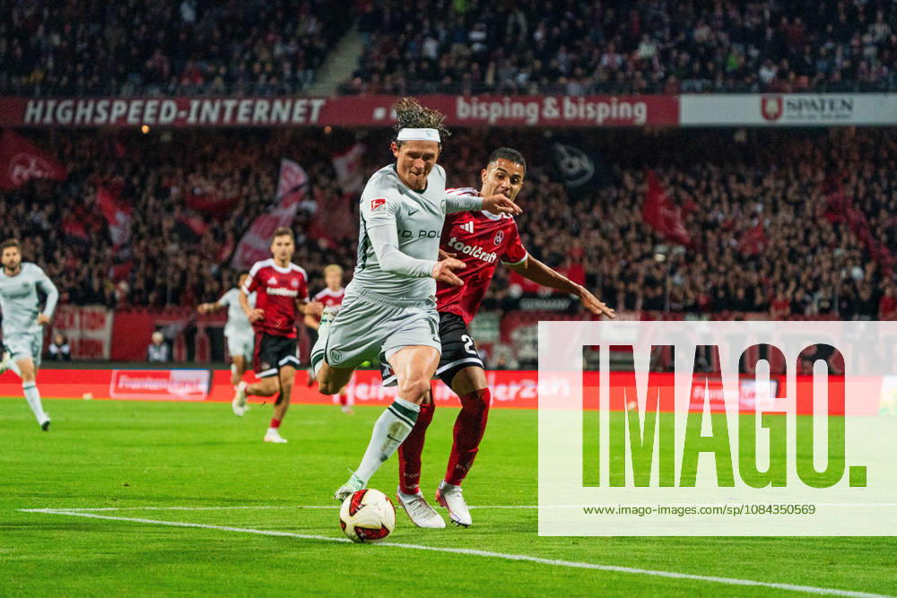 Fabian Reese (VfL Wolfsburg, 11) und Ioannis Masouras (1. FC Nuernberg, 21), GER, 1. FC Nuernberg vs. VfL Wolfsburg, Fussball, 2. Bundesliga, 7. Spieltag, Saison 2026 2027, 10.10.2026, DFL REGULATIONS PROHIBIT ANY USE OF PHOTOGRAPHS AS IMAGE SEQUENCES AND OR QUASI-VIDEO, GER, 1. FC Nuernberg vs. VfL Wolfsburg, Fussball, 2. Bundesliga, 7. Spieltag, Saison 2026 2027, 10.10.2026 Nuernberg