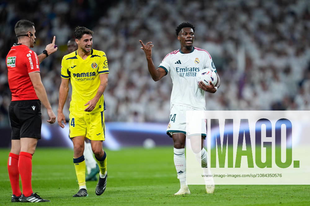Aurelien Tchouameni of Real Madrid CF protests during the Spanish League, LaLiga EA Sports, football match between Real Madrid and Villarreal CF at Bernabeu stadium on October 10, 2026, in Madrid, Spain. Real Madrid V Villarreal CF - LaLiga EA Sports - ZUMAa181 20261010_zaa_a181_204