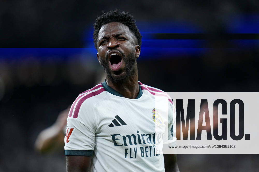 ESP: Real Madrid - Villarreal CF. La Liga EA Sports. Matchday 8. Vinicius Junior of Real Madrid CF reacts after scoring a goal that was subsequently disallowed during the La Liga EA Sports match between Real Madrid and Villarreal CF played at Santiago Bernabeu Stadium on 10 Oct 2026 in Madrid, Spain. kpng