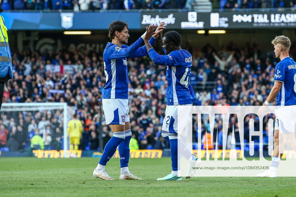 10th October 2026; Portman Road, Ipswich, Suffolk, England; Premier League Football, Ipswich Town versus Fulham; Abdoul Ouattara and Sasa Lukic of Ipswich Town high five each other after their win AndyxSkinner