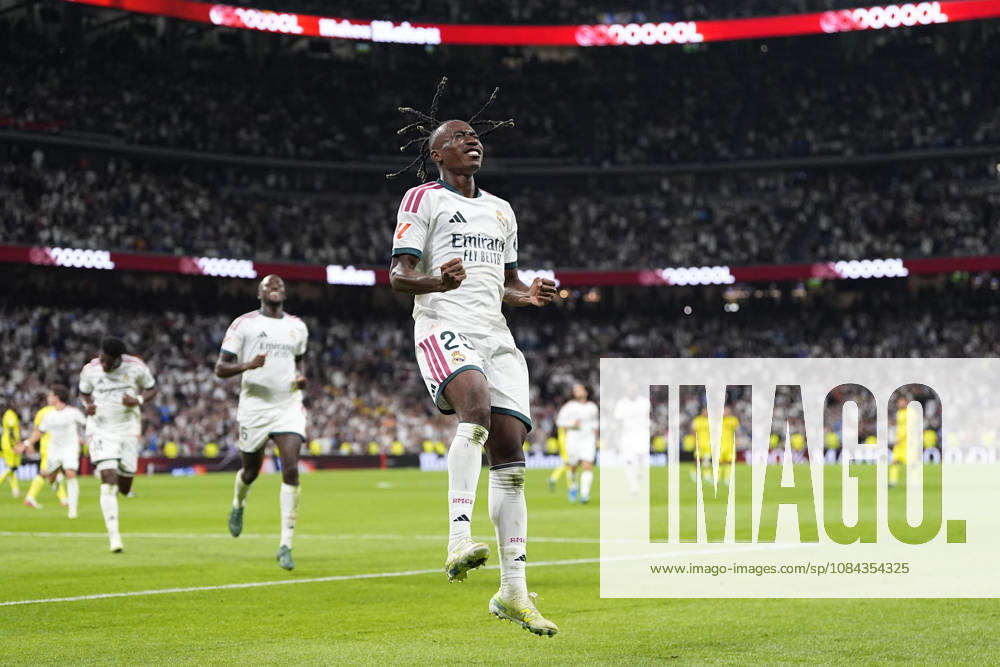 Yan Diomande of Real Madrid CF celebrates after scoring his team s first goal during the Spanish League, LaLiga EA Sports, football match between Real Madrid and Villarreal CF at Bernabeu stadium on October 10, 2026, in Madrid, Spain. Madrid Spain - ZUMAa181 20261010_zaa_a181_235