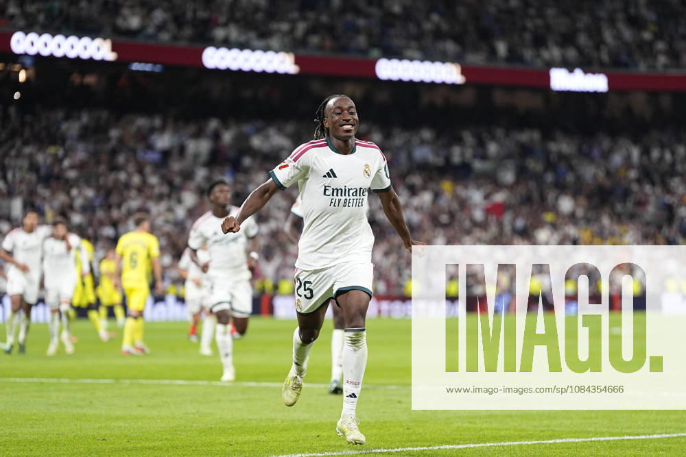 Yan Diomande of Real Madrid CF celebrates after scoring his team s first goal during the Spanish League, LaLiga EA Sports, football match between Real Madrid and Villarreal CF at Bernabeu stadium on October 10, 2026, in Madrid, Spain. Madrid Spain - ZUMAa181 20261010_zaa_a181_246