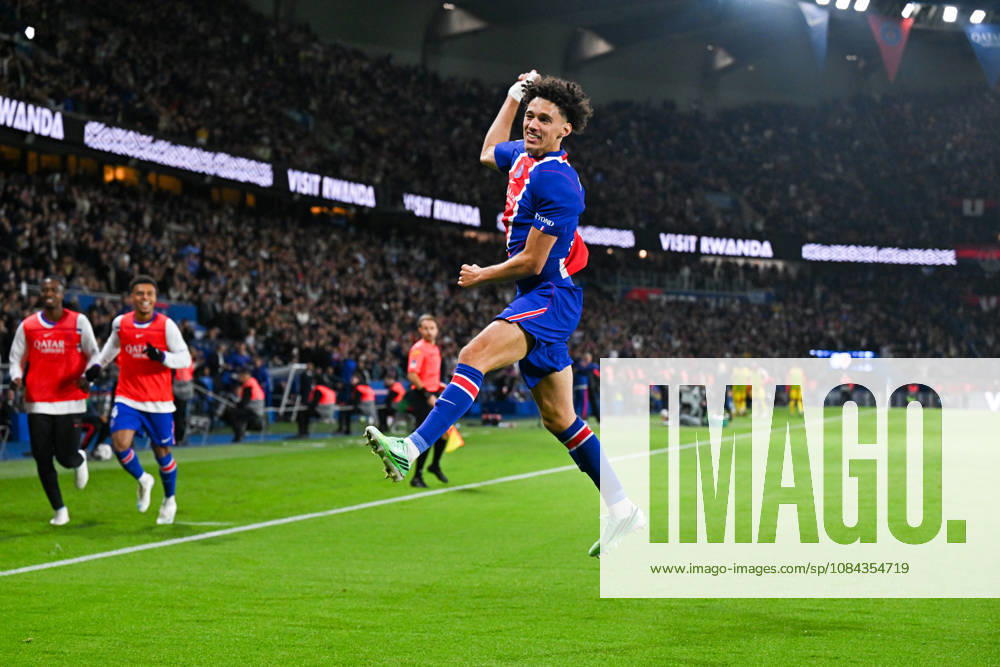 Paris Saint-Germain v Le Mans FC - Ligue 1 McDonald s 2026 2027 Maghnes AKLIOUCHE of Paris Saint-Germain celebrate after scores during Ligue 1 McDonald s match between Paris and Le Mans at Parc des Princes on October 10, 2026 in Paris, France. Paris France