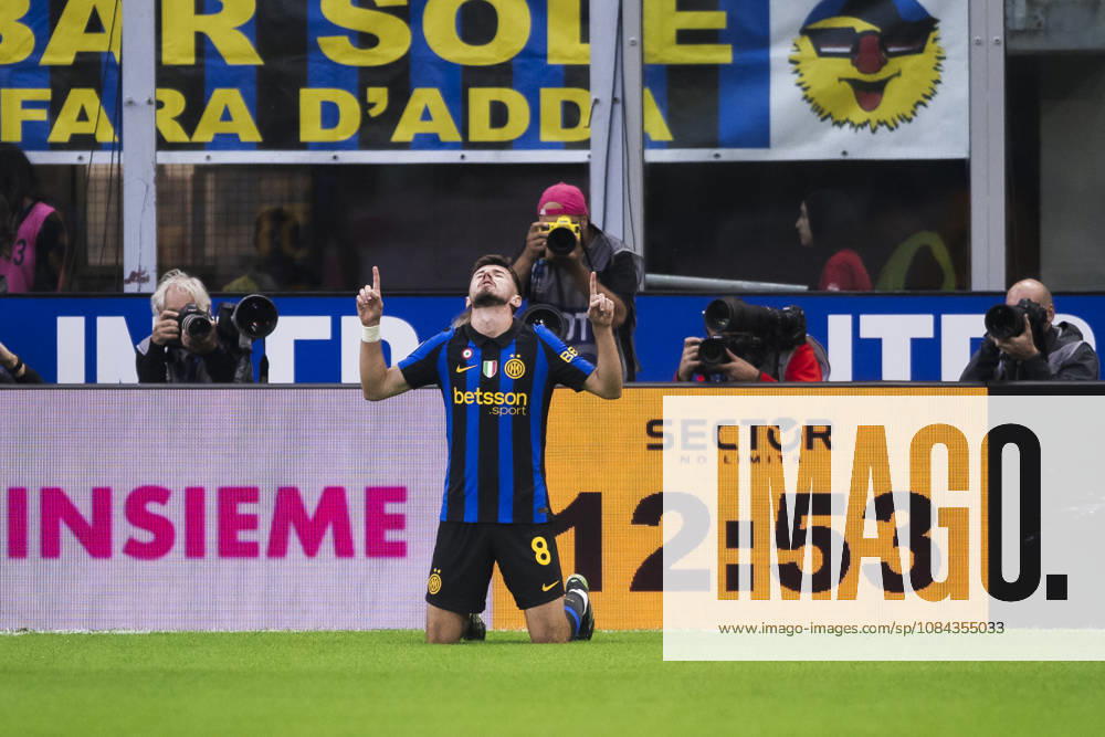 FC Internazionale v Parma Calcio - Serie A Petar Sucic of FC Internazionale celebrates after scoring the opening goal during the Serie A football match between FC Internazionale and Parma Calcio. Milan Italy
