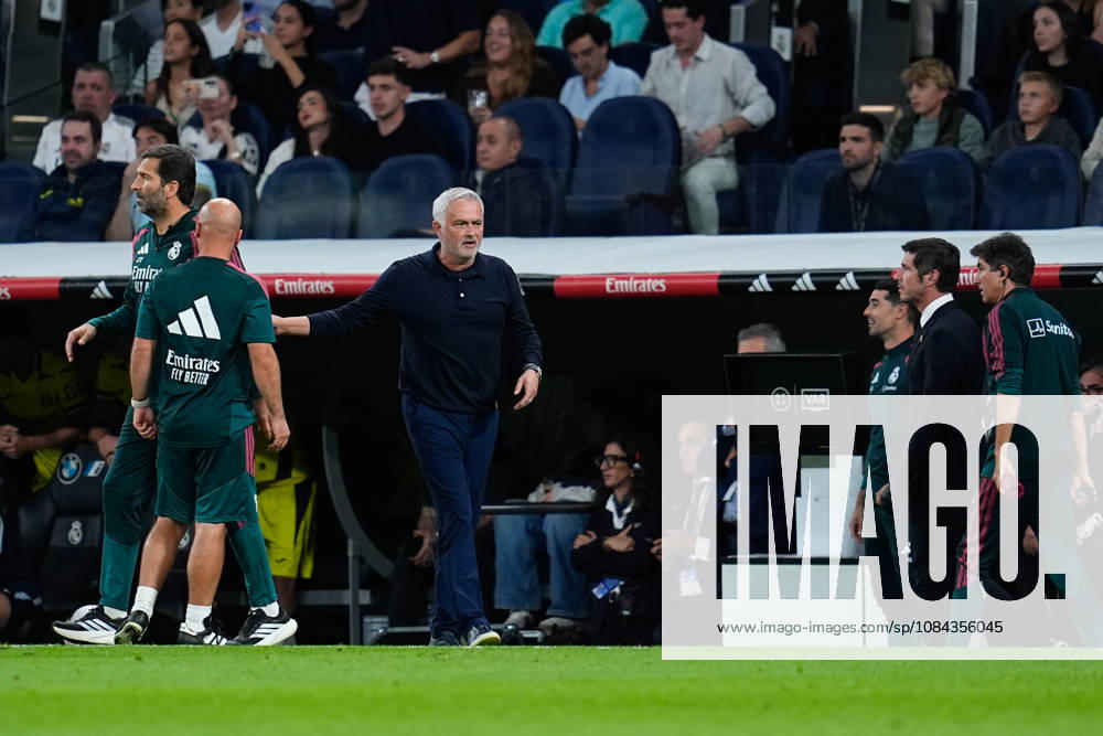 Jose Mourinho, head coach of Real Madrid, protests during the Spanish League, LaLiga EA Sports, football match between Real Madrid and Villarreal CF at Bernabeu stadium on October 10, 2026, in Madrid, Spain. Real Madrid V Villarreal CF - LaLiga EA Sports - ZUMAa181 20261010_zaa_a181_302