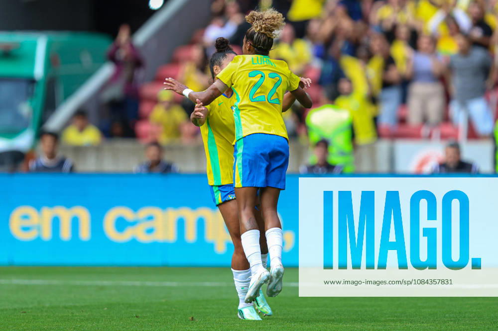 10th October 2026; Beira-Rio Stadium, Porto Alegre, Brazil; Friendlies Women Football, Brazil versus Argentina; Luany Rosa of Brazil celebrates his goal with Isabela Chagas in the 26th minute to go up 1-0 MaxxPeixoto
