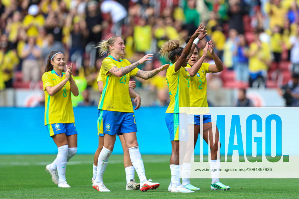 10th October 2026; Beira-Rio Stadium, Porto Alegre, Brazil; Friendlies Women Football, Brazil versus Argentina; Luany Rosa of Brazil celebrates his goal with Isabela Chagas and Isa Haas in the 26th minute to go up 1-0 MaxxPeixoto