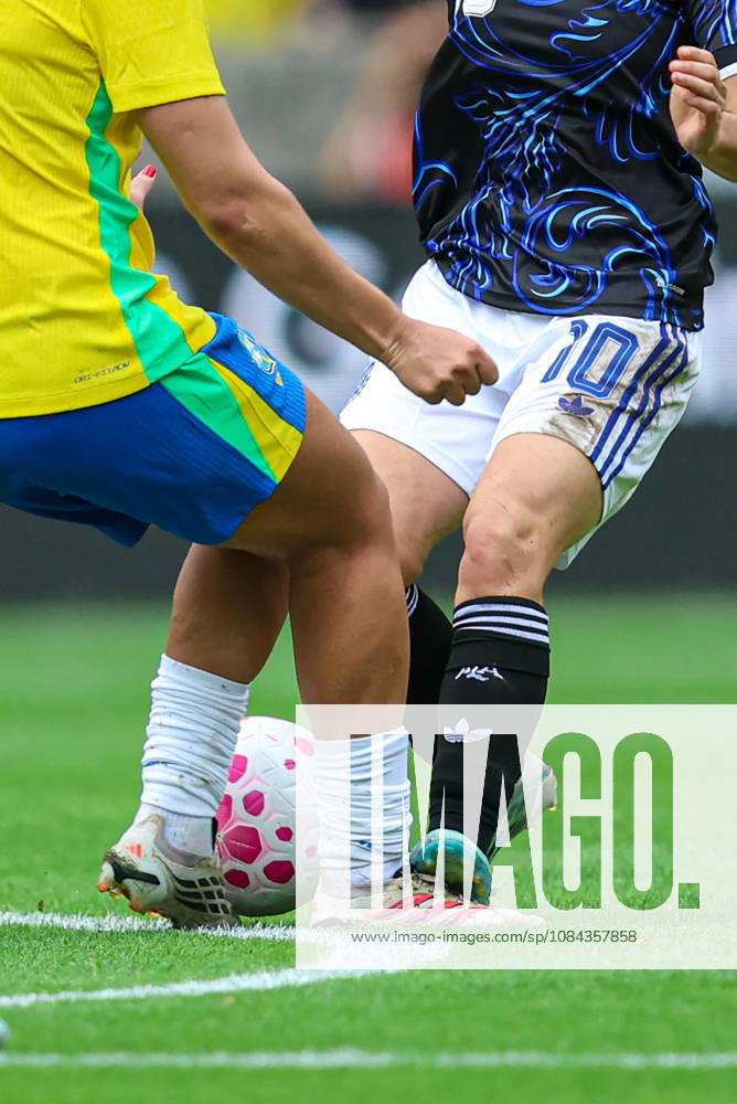 10th October 2026; Beira-Rio Stadium, Porto Alegre, Brazil; Friendlies Women Football, Brazil versus Argentina; Duda Sampaio of Brazil battles for possession with Maricel Pereyra of Argentina MaxxPeixoto