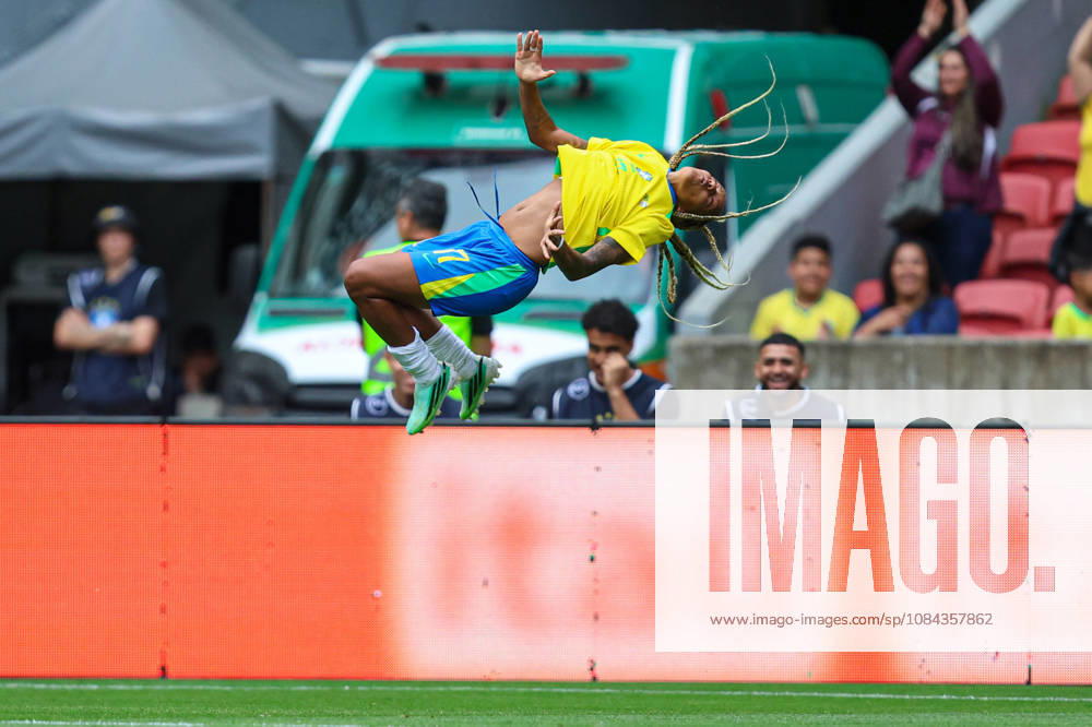 10th October 2026; Beira-Rio Stadium, Porto Alegre, Brazil; Friendlies Women Football, Brazil versus Argentina; Geyse Ferreira of Brazil celebrates his goal in the 38th minute to go up 2-0 MaxxPeixoto