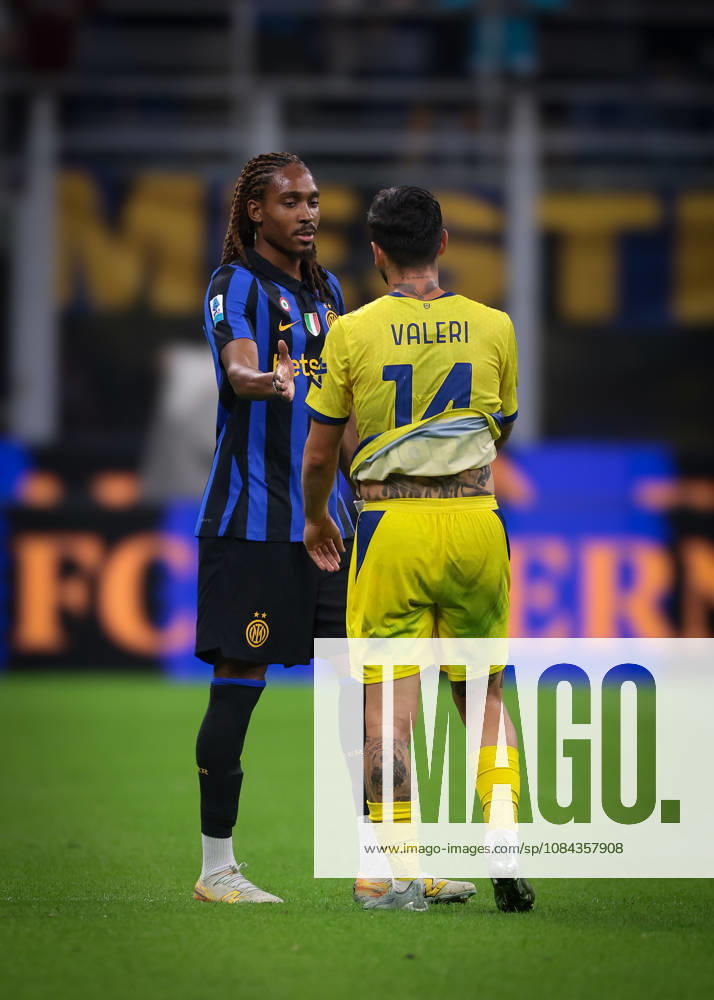 FC Internazionale v Parma Calcio 1913 - Serie A - Season 2026-2027 Milan, Italy, 10th October 2026. Djed Spence of FC Internazionale salutes Emanuele Valeri of Parma Calcio following the FC Internazionale vs Parma Calcio 1913 Serie A match at Giuseppe Meazza, Milan. Picture credit should read: Jonathan Moscrop Milan Stadio Giuseppe Meazza Italy