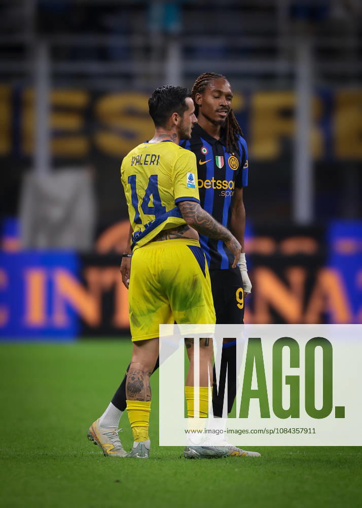 FC Internazionale v Parma Calcio 1913 - Serie A - Season 2026-2027 Milan, Italy, 10th October 2026. Djed Spence of FC Internazionale salutes Emanuele Valeri of Parma Calcio following the FC Internazionale vs Parma Calcio 1913 Serie A match at Giuseppe Meazza, Milan. Picture credit should read: Jonathan Moscrop Milan Stadio Giuseppe Meazza Italy