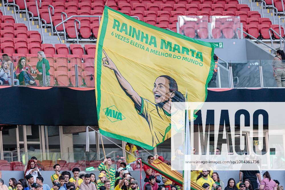 Match between Brazil and Argentina friendly 2026 Porto Alegre (RS), 10 10 2026 - Friendly match Women s national team, Nationalteam Brazil vs Argentina - Flag of Queen Marta at the match between Brazil and Argentina, valid for the 2026 friendly match held at the Beira Rio stadium, in the city of Porto Alegre, on the afternoon of this Saturday, October 10, 2026. Credit: Wellington Rosa PHD Press TheNews2.(Foto: Phd Press Thenews2 imago images) SPO