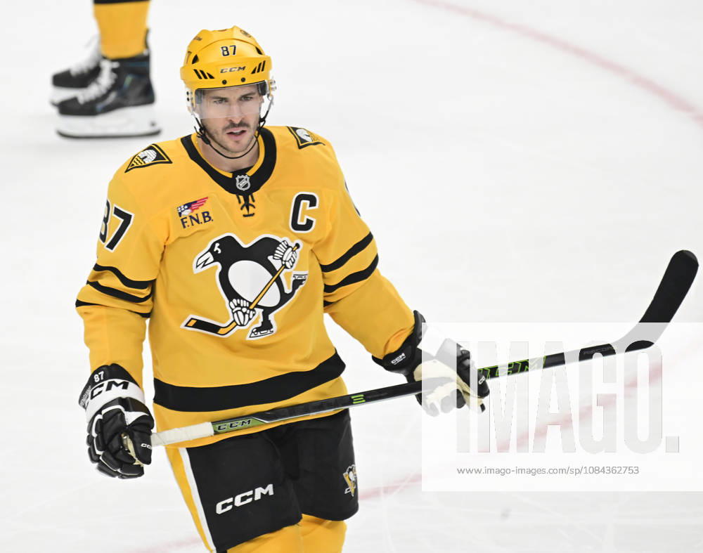 Pittsburgh Penguins center Sidney Crosby (87) waits for the official to rule on a penalty during the second period against the Dallas Stars at PPG Paints Arena in Pittsburgh on Saturday, October, 10 2026. PIT2026101010 ARCHIExCARPENTER