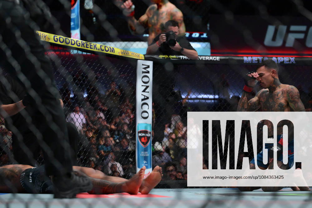 ANDRE FILI defeats KAI KAMAKA III by KO, Round 2, :22 during UFC Fight Night night the Meta APEX in Las Vegas. UFC Fight Night: Andre Fili Defeats Kai Kamaka III By KO - ZUMAo117 20261010_zsp_o117_003