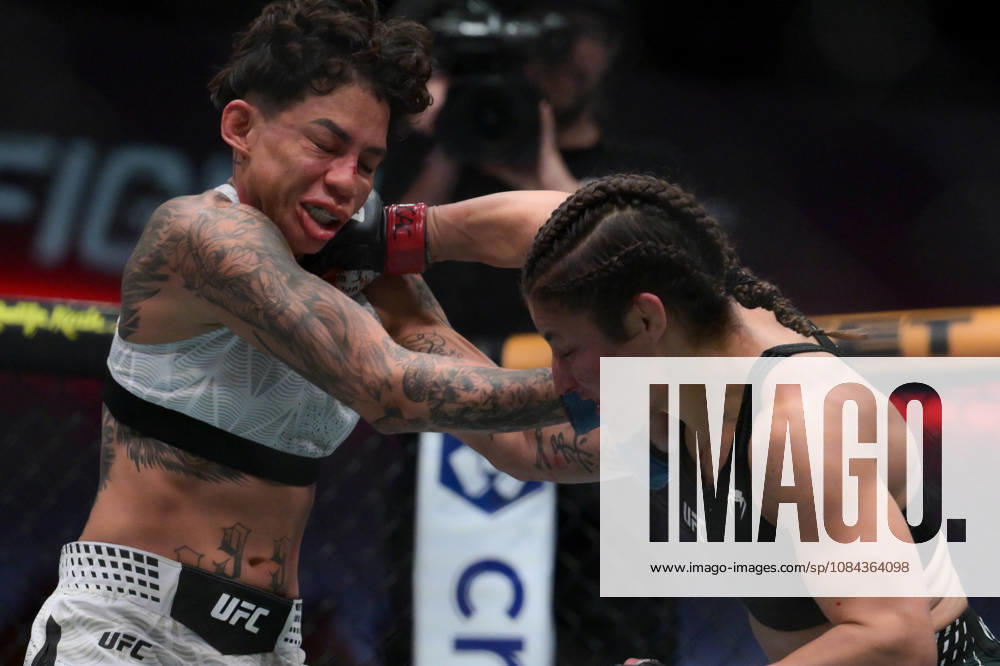 LOOPY GODINEZ, right, defeats KETLEN SOUZA by unanimous decision (29-28, 29-28, 29-28) during UFC Fight Night night the Meta APEX in Las Vegas. Las Vegas USA - ZUMAo117 20261010_zsp_o117_009