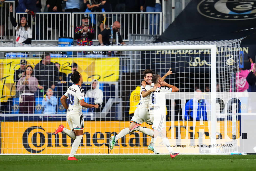 Philadelphia Union Forward Milan Iloski (10) and Philadelphia Union Midfielder Cavan Sullivan (6) celebrate a goal during the second half of an MLS, Fussball Herren, USA match against Real Salt Lake at Subaru Park in Chester, Pennsylvania. CSM Chester United States of America - ZUMAc04_ 20261010_zma_c04_331