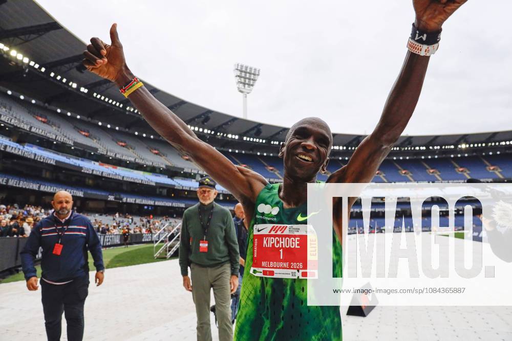 Elite marathon athlete Eliud Kipchoge is seen after completing the Melbourne Marathon..The Nike Melbourne Marathon Festival brings together elite athletes, recreational runners and participants of different ages and abilities for a major running event in Melbourne. The 2026 festival is expected to attract approximately 66,000 participants across all events over two days, including 20,000 runners in the full marathon. The festival features multiple distances, with participants finishing inside the Melbourne Cricket Ground Melbourne Australia - ZUMAs197 20261011_aaa_s197_020
