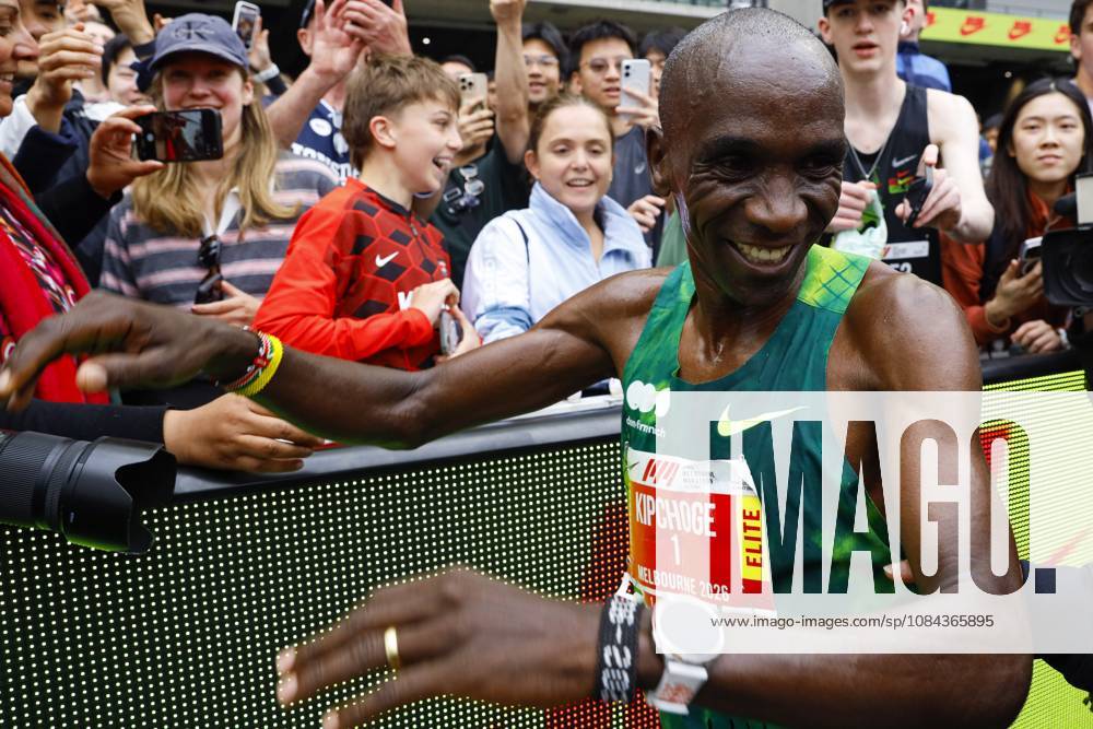 Elite marathon athlete Eliud Kipchoge is seen after completing the Melbourne Marathon..The Nike Melbourne Marathon Festival brings together elite athletes, recreational runners and participants of different ages and abilities for a major running event in Melbourne. The 2026 festival is expected to attract approximately 66,000 participants across all events over two days, including 20,000 runners in the full marathon. The festival features multiple distances, with participants finishing inside the Melbourne Cricket Ground Melbourne Marathon Festival In Melbourne, Australia †11 Oct 2026 - ZUMAs197 0869139109st