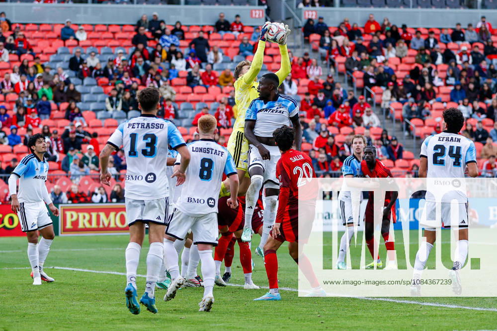 Toronto FC v CF Montreal Sebastian Breza 1 of CF Montreal collects the ball following a corner kick during a Major League Soccer game between Toronto FC and CF Montreal at BMO Field in Toronto, Ontario, Canada, on October 10, 2026. Toronto Ontario Canada