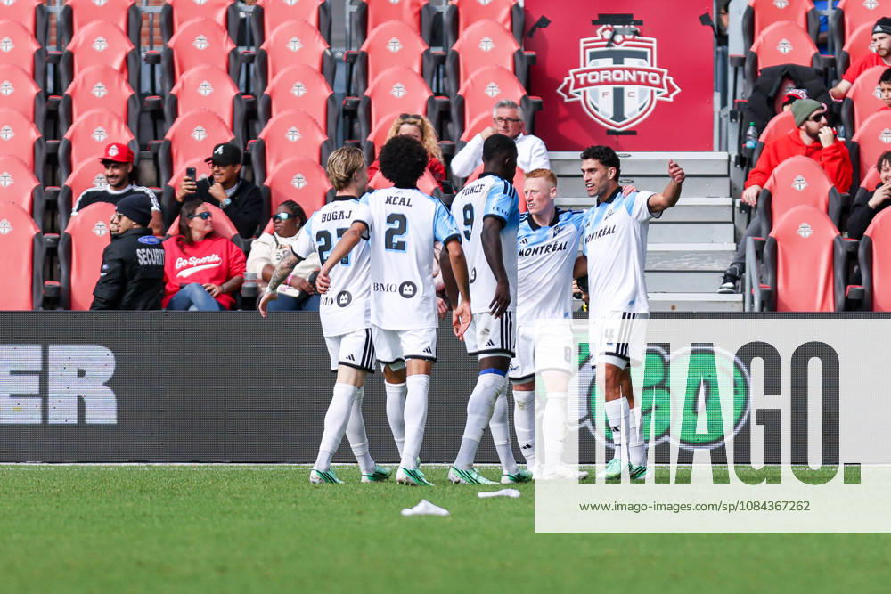 Toronto FC v CF Montreal Daniel Rios 14 of CF Montreal celebrates a goal with teammates during the Major League Soccer game between Toronto FC and CF Montreal at BMO Field in Toronto, Ontario, Canada, on October 10, 2026. Toronto Ontario Canada
