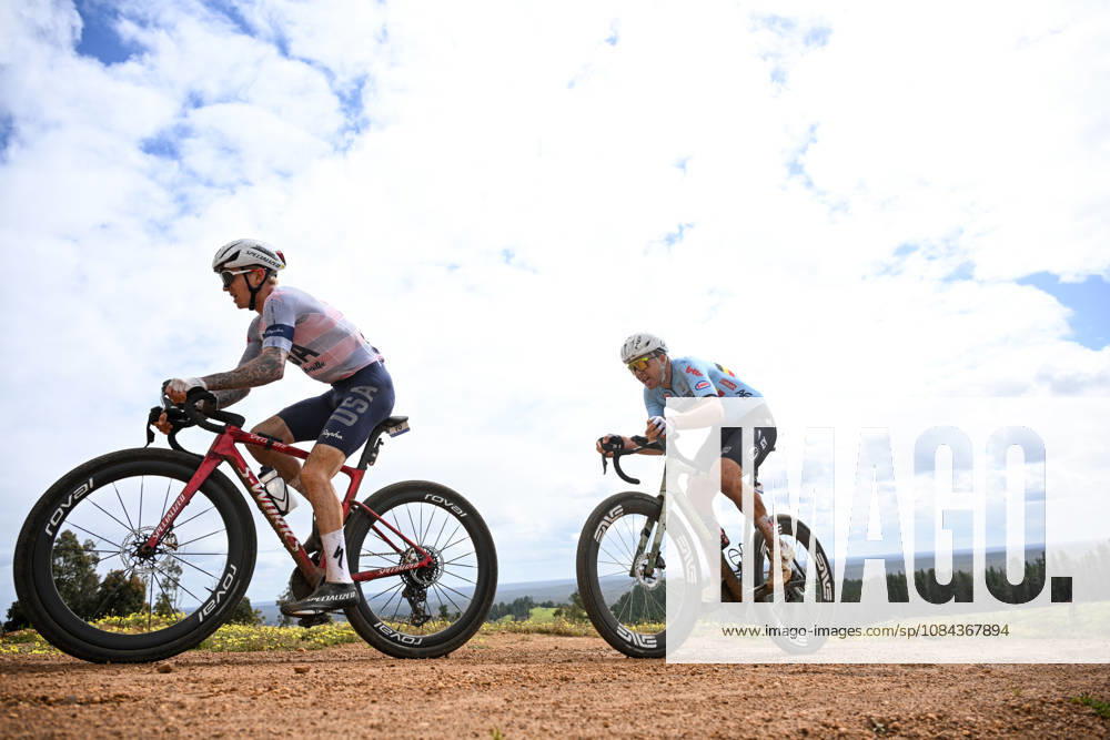 2026 UCI Gravel World Championships Picture by Zac Williams SWpix.com - 11 10 2026 - Cycling - 2026 UCI Gravel World Championships - Nannup, Western Australia, Australia - Mens Elite - Keegan Swenson (USA), Florian Vermeersch (Belgium)