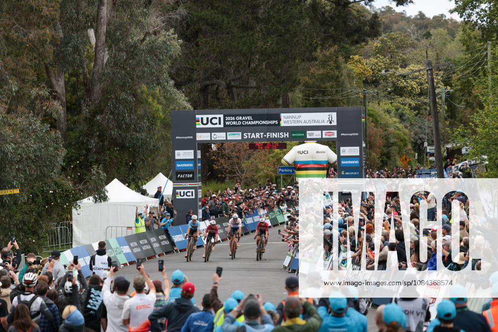 2026 UCI Gravel World Championships Picture by James Raison SWpix.com - 11 10 2026 - Cycling - 2026 UCI Gravel World Championships - Nannup, Western Australia, Australia - Mens Elite - Magnus Bak Klaris (Denmark) wins to become World Champion with Florian Vermeersch (Belgium) in second and Connor Swift (Great Britain) in third