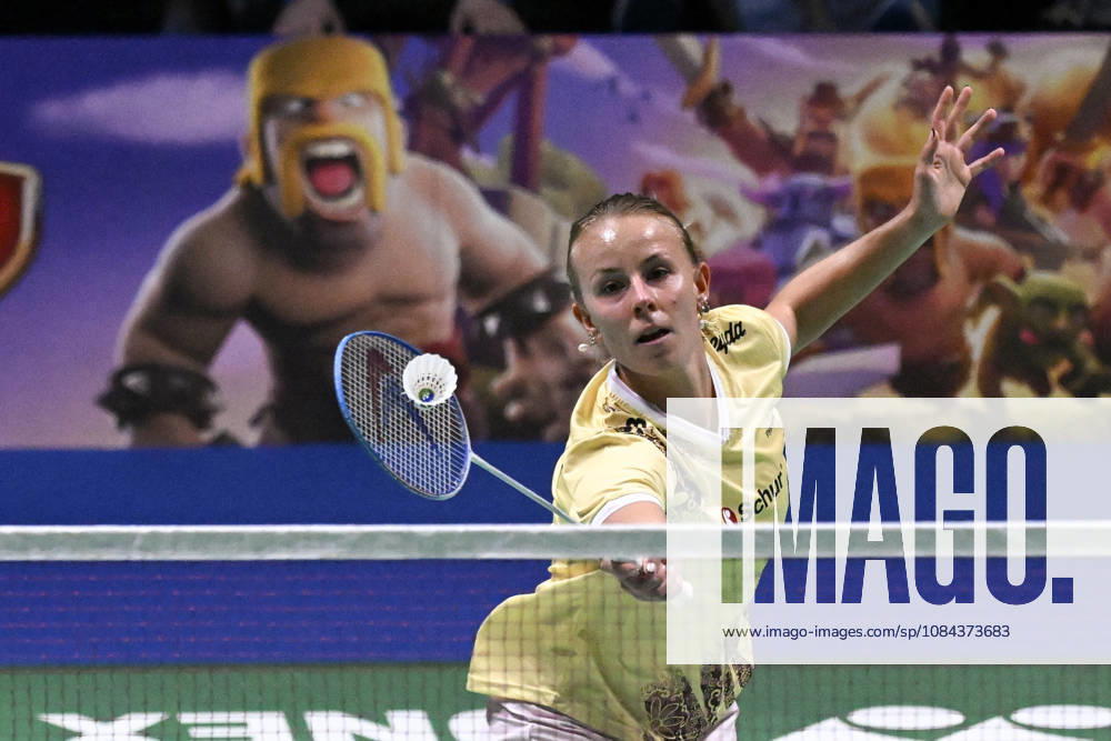 Mia Blichfeldt of Denmark hits a return during her women s singles match against Ratchanok Intanon of Thailand (not pictured) during the finals at the badminton Clash of Clans Arctic Open 2026 tournament in Vantaa, Finland, on October 11, 2026. - ANTTI AIMO-KOIVISTO Finland lvtmrMsTyHc