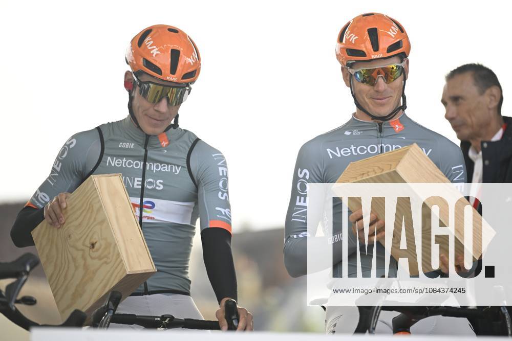 Paris Tours 2026 Cycling Race TOURS, FRANCE - OCTOBER 11 : Jungels Bob (LUX) of Netcompany INEOS, Swift Ben (GBR) of Netcompany INEOS during the 120th edition of Paris Tours an UCI ProSeries 1.Pro one day cycling road race for Men Elite of 216.2 km with start in Chartres and finish in Tours on October 11, 2026 in Tours, France, 11 10 2026 ( Motordriver Guy De Vuyst - Tours France