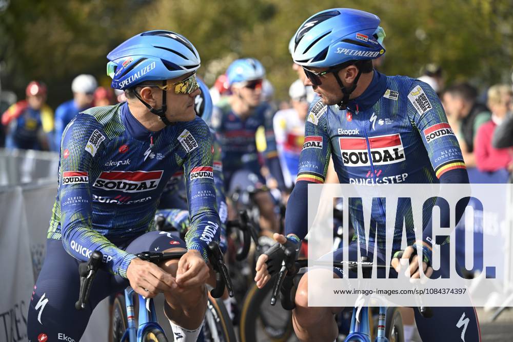 Paris Tours 2026 Cycling Race TOURS, FRANCE - OCTOBER 11 : Stuyven Jasper (BEL) of Soudal Quick-Step and Lampaert Yves (BEL) of Soudal Quick-Step during the 120th edition of Paris Tours an UCI ProSeries 1.Pro one day cycling road race for Men Elite of 216.2 km with start in Chartres and finish in Tours on October 11, 2026 in Tours, France, 11 10 2026 ( Motordriver Guy De Vuyst - Tours France