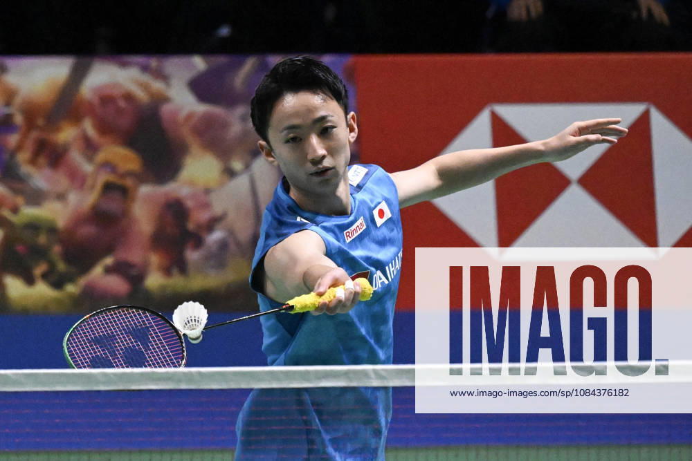 Yushi Tanaka of Japan hits a return during the men s singles match against Anders Antonsen of Denmark (not pictured) during the finals at the badminton Clash of Clans Arctic Open 2026 tournament in Vantaa, Finland, on October 11, 2026. - ANTTI AIMO-KOIVISTO Finland _dxSD9_vs-s