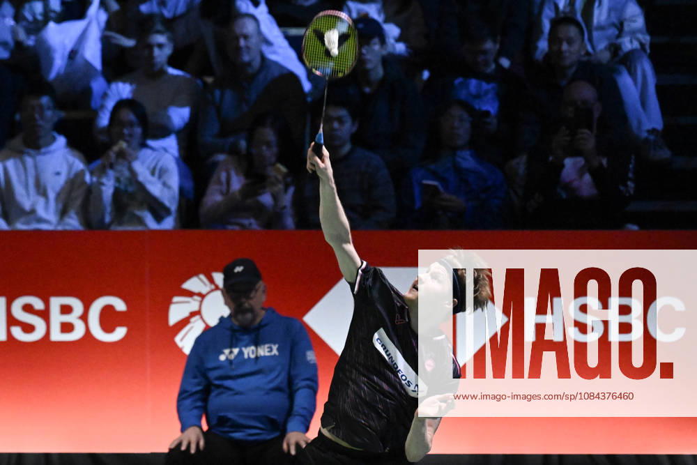 Anders Antonsen of Denmark hits a return during the men s singles match against Yushi Tanaka of Japan (not pictured) during the finals at the badminton Clash of Clans Arctic Open 2026 tournament in Vantaa, Finland, on October 11, 2026. - ANTTI AIMO-KOIVISTO Finland jABxaUVKudo