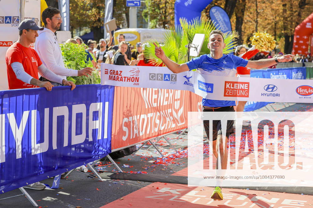 RUNNING - Graz Marathon 2026 GRAZ,AUSTRIA,11.OCT.26 - RUNNING - Graz Marathon. Image shows the rejoicing of Matthias Maldet (AUT). GEPAxpictures xWolfgangxGrebien