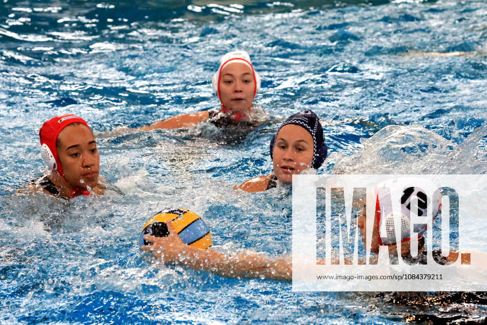 GER, DEU, Deutschland Wasserball Frauen ,Wasserball Champion League Qualifikation, Saison 2026, Berlin, Spandau 04 vs. Pallanuoto Trieste Mia Rycraw ( Spandau04 1 ), Dar Menakerman ( Spandau04 12 ), Morgan McDowall ( Pallanuoto Triest 10 ) nordphoto GmbH Engler Berlin Schwimmhalle-Schoeneberg Berlin Deutschland