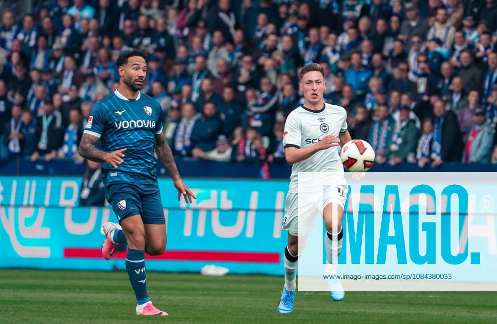Deutschland: Fussball 2.Bundesliga 2026 2027, 7. Spieltag - VfL Bochum vs Arminia Bielefeld - Vonovia Ruhrstadion (Bochum): im Zweikampf Marius Wörl Marius Woerl (Arminia Bielefeld, 38) Sean Klaiber (VfL Bochum, 2)