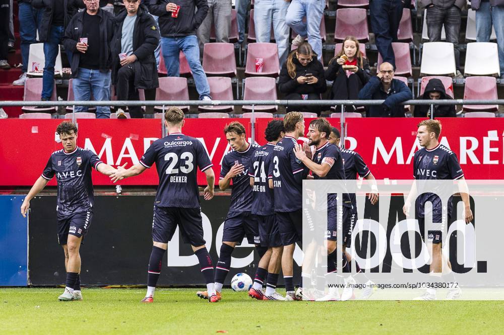 , stadium De Galgenwaard , season 2026 2027 , Dutch Eredivisie football , match between FC Utrecht and Willem II , picture shows Willem II player Jayden Slory , celebrating the goal. 1-1. Utrecht - Willem II x208162134x