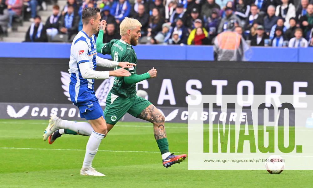 Fussball - Saison 2026 2027 - 2. Fussball - Bundesliga - 07. Spieltag: Hertha BSC Berlin - SpVgg Greuther Fürth ( Kleeblatt ) - Sportfoto Zink - - DFL regulations prohibit any use of photographs as image sequences and or quasi-video - only for editorial use - Niklas Kolbe (27, Hertha BSC ) Ole Pohlmann (10, SpVgg Greuther Fürth )