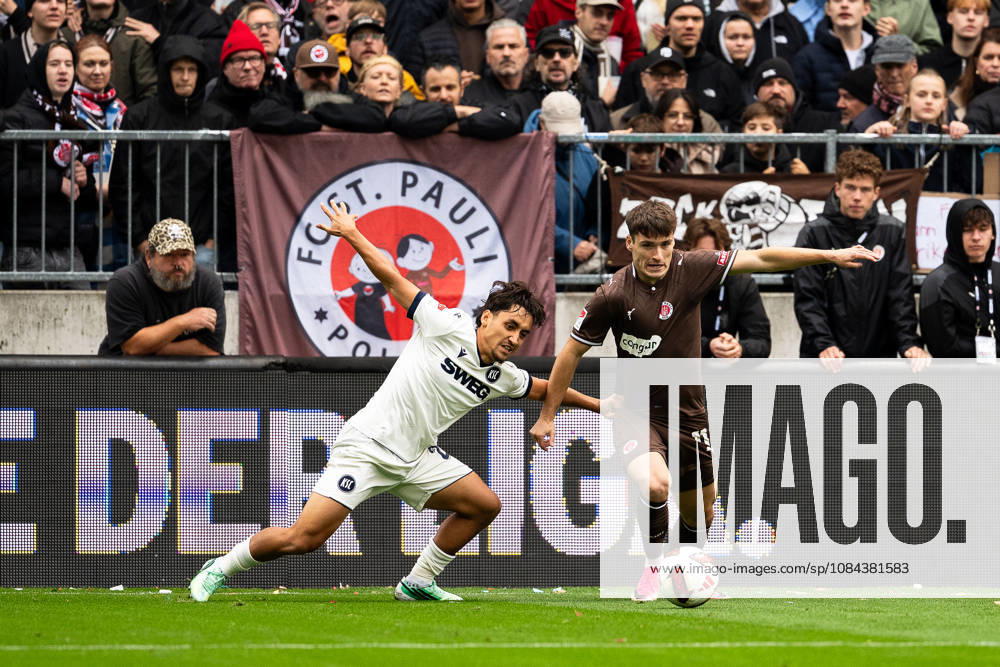 Arkadiusz Pyrka (FC St. Pauli, 11) im Zweikampf mit Danyal Zor (Karlsruher SC, 26), GER, FC St. Pauli vs. Karlsruher SC, Fussball, 2. Bundesliga, Spieltag 7, Saison 2026 2027, 11.10.2026 DFL REGULATIONS PROHIBIT ANY USE OF PHOTOGRAPHS AS IMAGE SEQUENCES AND OR QUASI-VIDEO GER, FC St. Pauli vs. Karlsruher SC, Fussball, 2. Bundesliga, Spieltag 7, Saison 2026 2027, 11.10.2026 Hamburg