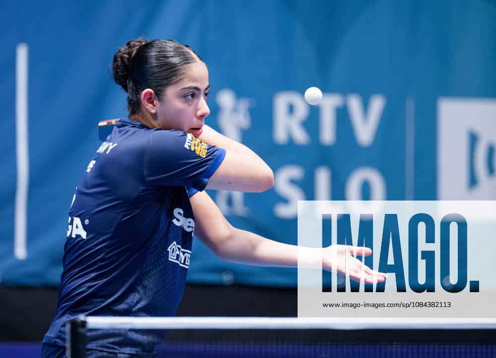 Angelina Bebawy Sweden (foto-ms0983b) at the 2026 European Table tennis, Tischtennis Championships in Ljubljana LJUBLJANA, SLOVENIA - 11 OCTOBER 2026: Angelina Bebawy Sweden (foto-ms0983b) in action at the European Table Tennis Championships in Stozice Arena, Ljubljana, Slovenia (Photo by Manfred Schillings) Ljubljana Stozice Arena Slovenia