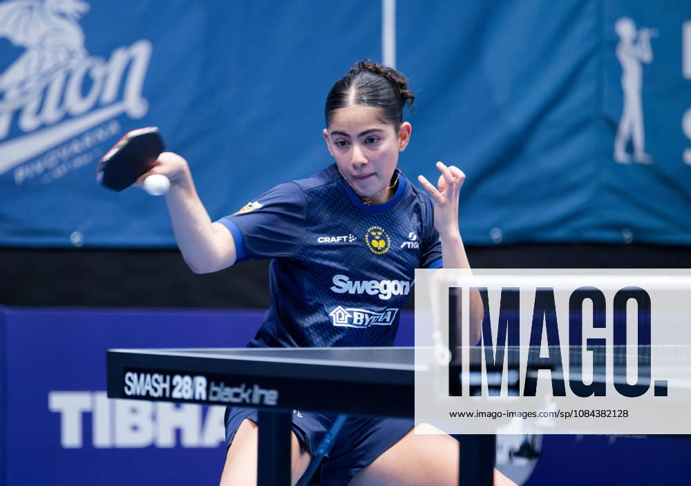 Angelina Bebawy Sweden (foto-ms1002b) at the 2026 European Table tennis, Tischtennis Championships in Ljubljana LJUBLJANA, SLOVENIA - 11 OCTOBER 2026: Angelina Bebawy Sweden (foto-ms1002b) in action at the European Table Tennis Championships in Stozice Arena, Ljubljana, Slovenia (Photo by Manfred Schillings) Ljubljana Stozice Arena Slovenia