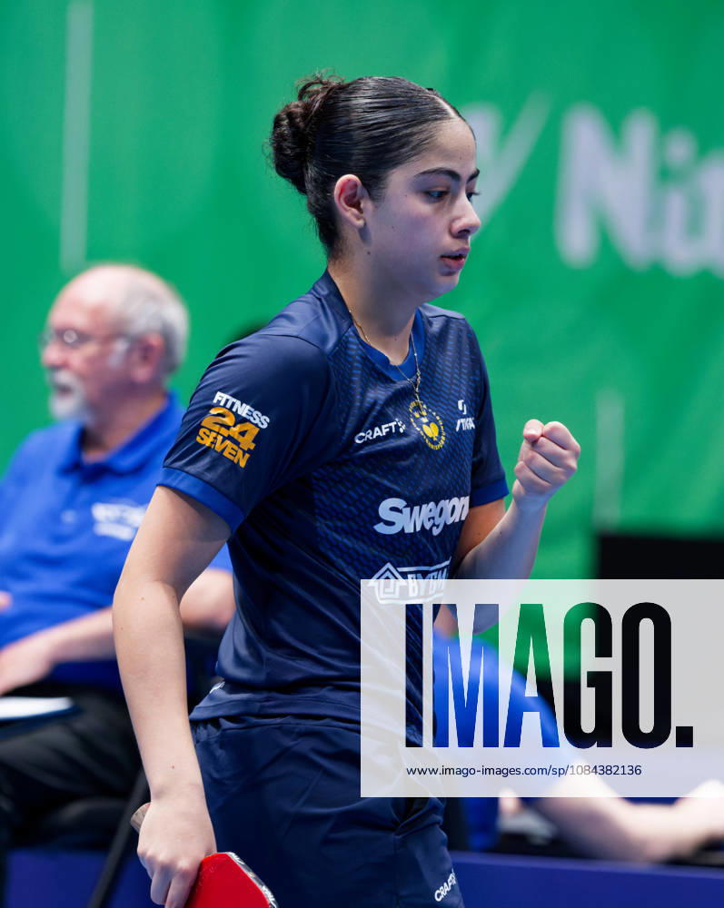 Angelina Bebawy Sweden (foto-ms1011b) at the 2026 European Table tennis, Tischtennis Championships in Ljubljana LJUBLJANA, SLOVENIA - 11 OCTOBER 2026: Angelina Bebawy Sweden (foto-ms1011b) in action at the European Table Tennis Championships in Stozice Arena, Ljubljana, Slovenia (Photo by Manfred Schillings) Ljubljana Stozice Arena Slovenia