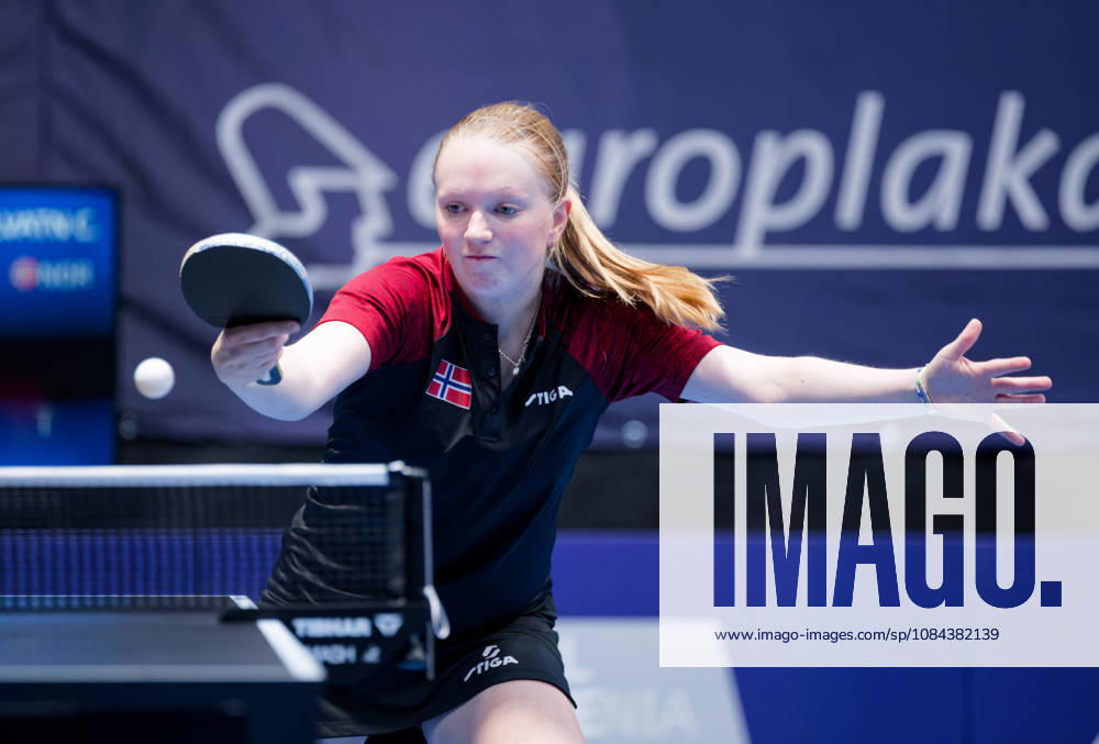 Christine Kalvatn Norway (foto-ms1049b) at the 2026 European Table tennis, Tischtennis Championships in Ljubljana LJUBLJANA, SLOVENIA - 11 OCTOBER 2026: Christine Kalvatn Norway (foto-ms1049b) in action at the European Table Tennis Championships in Stozice Arena, Ljubljana, Slovenia (Photo by Manfred Schillings) Ljubljana Stozice Arena Slovenia