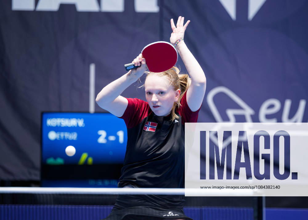 Christine Kalvatn Norway (foto-ms1050b) at the 2026 European Table tennis, Tischtennis Championships in Ljubljana LJUBLJANA, SLOVENIA - 11 OCTOBER 2026: Christine Kalvatn Norway (foto-ms1050b) in action at the European Table Tennis Championships in Stozice Arena, Ljubljana, Slovenia (Photo by Manfred Schillings) Ljubljana Stozice Arena Slovenia