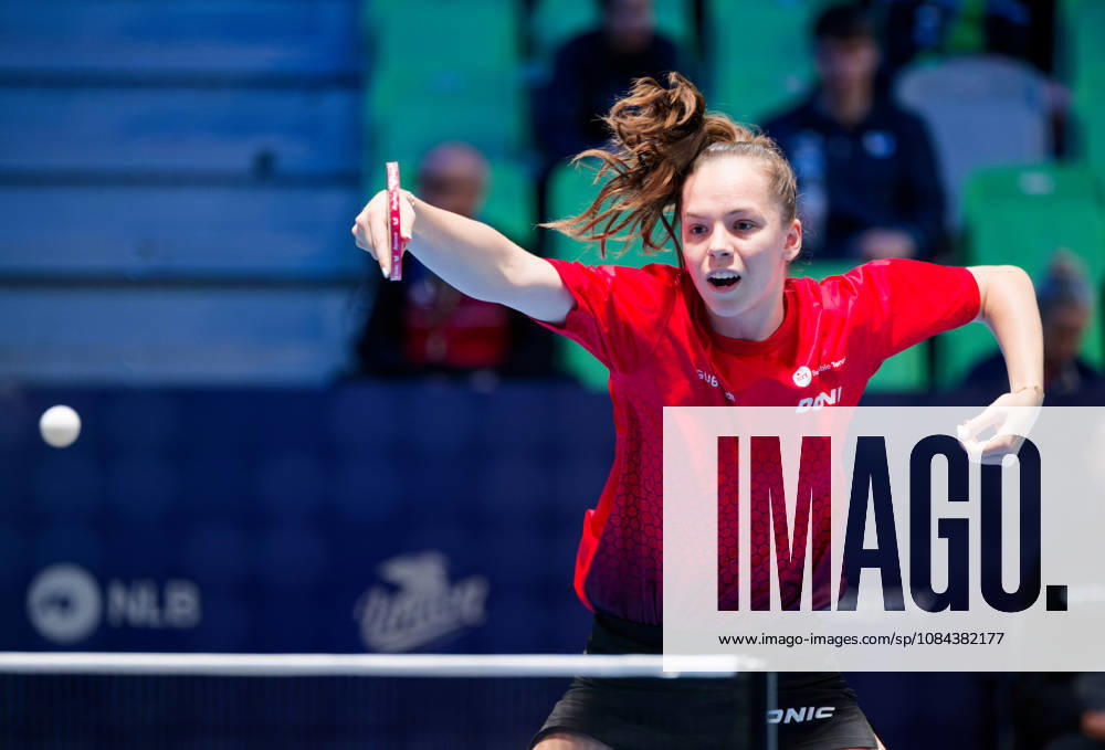 Fanny Doutaz Switzerland (foto-ms1123b) at the 2026 European Table tennis, Tischtennis Championships in Ljubljana LJUBLJANA, SLOVENIA - 11 OCTOBER 2026: Fanny Doutaz Switzerland (foto-ms1123b) in action at the European Table Tennis Championships in Stozice Arena, Ljubljana, Slovenia (Photo by Manfred Schillings) Ljubljana Stozice Arena Slovenia