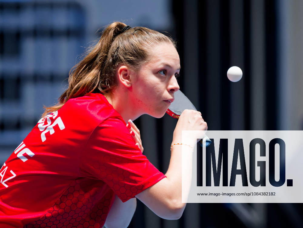 Fanny Doutaz Switzerland (foto-ms1125b) at the 2026 European Table tennis, Tischtennis Championships in Ljubljana LJUBLJANA, SLOVENIA - 11 OCTOBER 2026: Fanny Doutaz Switzerland (foto-ms1125b) in action at the European Table Tennis Championships in Stozice Arena, Ljubljana, Slovenia (Photo by Manfred Schillings) Ljubljana Stozice Arena Slovenia