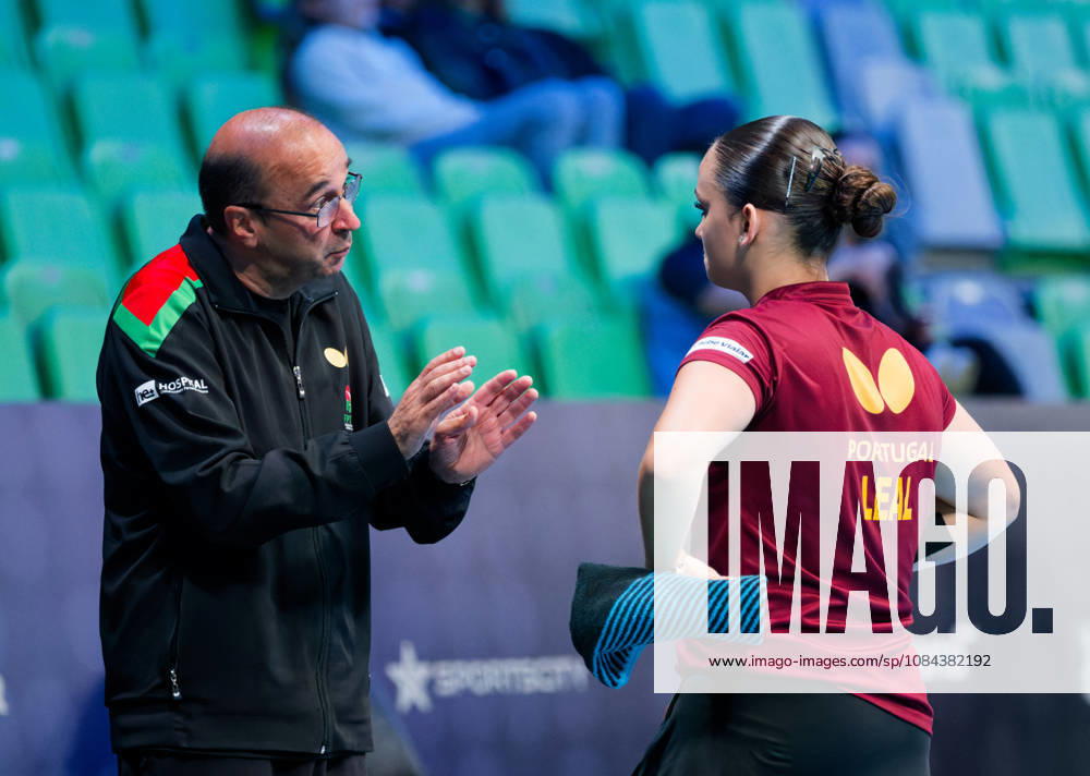 Julia Leal Portugal (foto-ms1113b) at the 2026 European Table tennis, Tischtennis Championships in Ljubljana LJUBLJANA, SLOVENIA - 11 OCTOBER 2026: Julia Leal Portugal (foto-ms1113b) in action at the European Table Tennis Championships in Stozice Arena, Ljubljana, Slovenia (Photo by Manfred Schillings) Ljubljana Stozice Arena Slovenia