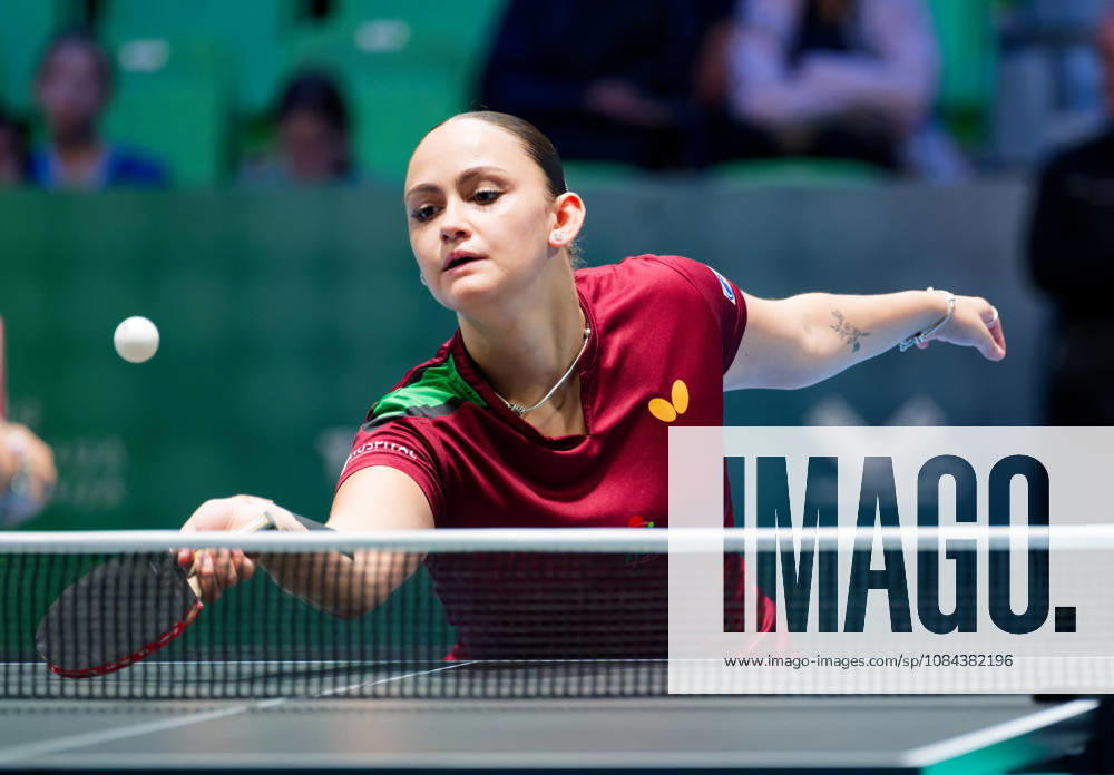 Julia Leal Portugal (foto-ms1115b) at the 2026 European Table tennis, Tischtennis Championships in Ljubljana LJUBLJANA, SLOVENIA - 11 OCTOBER 2026: Julia Leal Portugal (foto-ms1115b) in action at the European Table Tennis Championships in Stozice Arena, Ljubljana, Slovenia (Photo by Manfred Schillings) Ljubljana Stozice Arena Slovenia