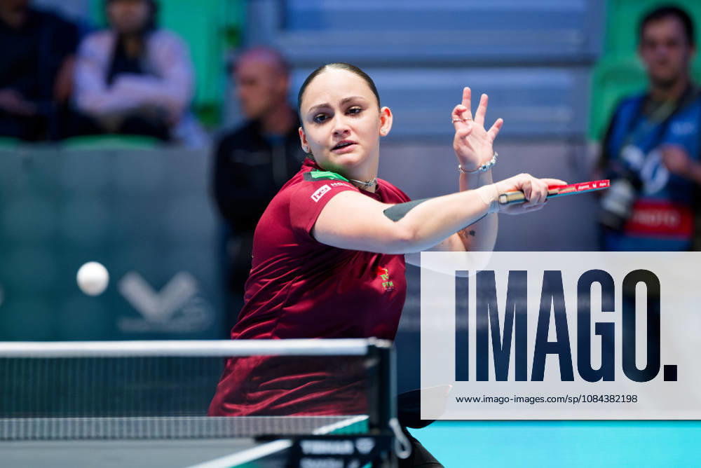 Julia Leal Portugal (foto-ms1116b) at the 2026 European Table tennis, Tischtennis Championships in Ljubljana LJUBLJANA, SLOVENIA - 11 OCTOBER 2026: Julia Leal Portugal (foto-ms1116b) in action at the European Table Tennis Championships in Stozice Arena, Ljubljana, Slovenia (Photo by Manfred Schillings) Ljubljana Stozice Arena Slovenia
