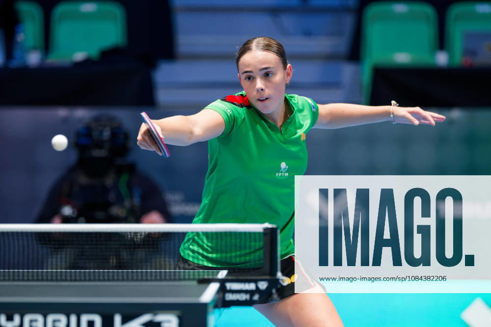 Mariana Santa Comba Portugal (foto-ms1025b) at the 2026 European Table tennis, Tischtennis Championships in Ljubljana LJUBLJANA, SLOVENIA - 11 OCTOBER 2026: Mariana Santa Comba Portugal (foto-ms1025b) in action at the European Table Tennis Championships in Stozice Arena, Ljubljana, Slovenia (Photo by Manfred Schillings) Ljubljana Stozice Arena Slovenia